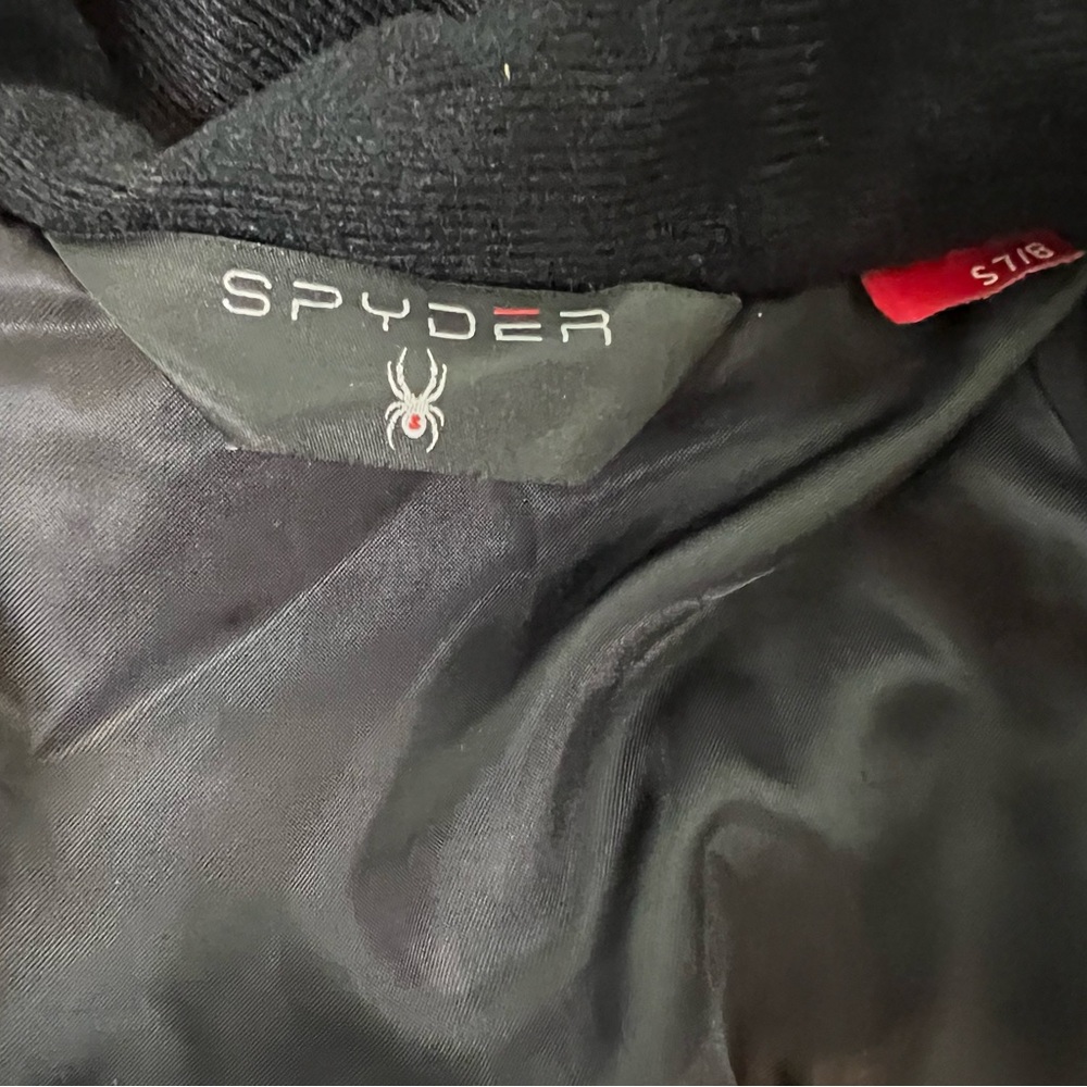 Spyder hooded winter coat sz 7/8, Black/Gray - Picture 5 of 6